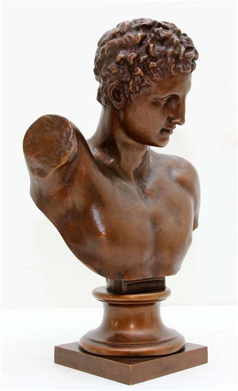 Vintage Bronze Bust of Hermes Statue on Marble Base